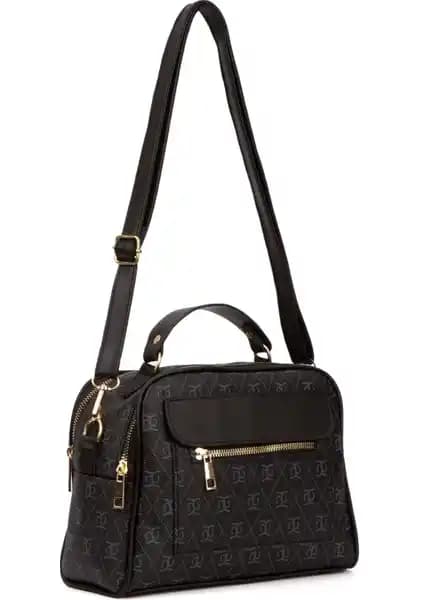 Adelina Bags Kadın Desenli Siyah El ve Omuz Çantası Şıklık ve Fonksiyonellik Bir Arada