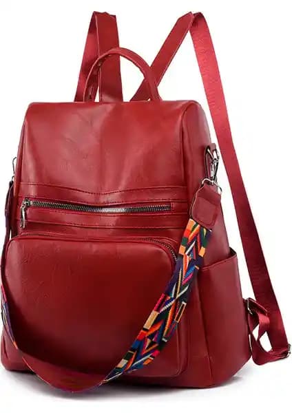 Btmx Kadın Deri Sırt Çantası Kırmızı - Şık ve Dayanıklı Günlük Kullanım Aksesuarı