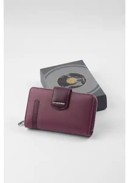 Cengiz Pakel Orta Boy Mürdüm Kadın Cüzdanı Şıklık ve İşlevselliğin Birleşimi