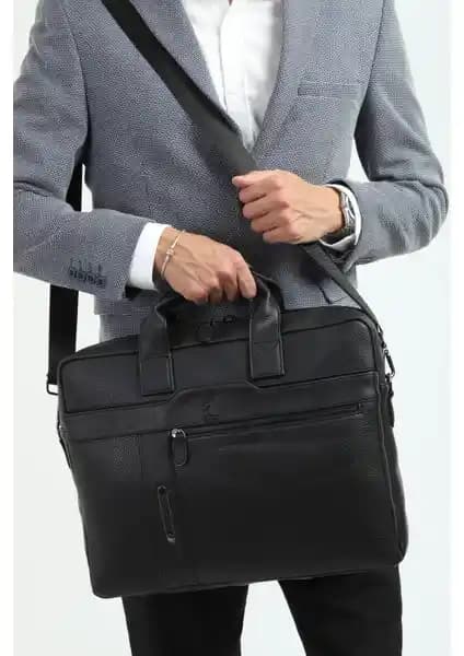 EN Deri Çok Bölmeli Su Geçirmez Laptop ve Evrak Çantası 15,6-17,3 İnç için Şık ve Fonksiyonel Tasarım