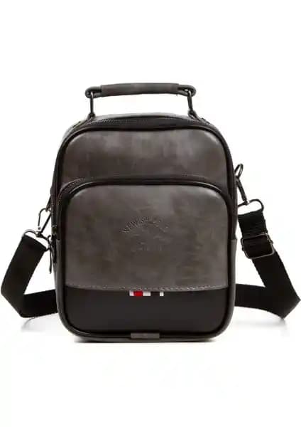 Erkek Gri Deri Çanta Günlük Kullanım İçin Dayanıklı ve Şık Tasarım