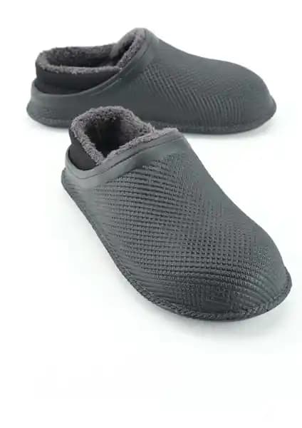 Gezer Erkek Kışlık Eva İçi Peluşlu Sessiz Taban Ev Bahçe Terlikleri