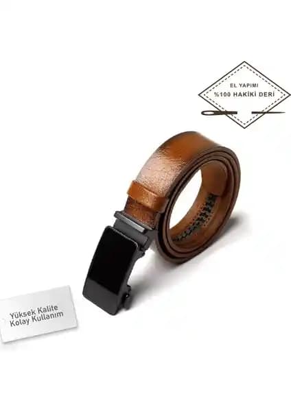 Hakiki Deri Erkek Kemer Otomatik Mekanizmalı ve Deliksiz Tasarım ile Şıklık Sunar
