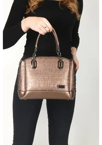 Hakkan Çanta 802 Kroko Kadın El Çanta Bakır Renkli Şık ve Kullanışlı Tasarım