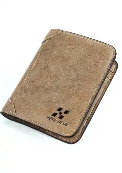 Hengsheng Erkek Kısa Nubuk Deri Kartlık Cüzdan: Şık ve Fonksiyonel Tasarım