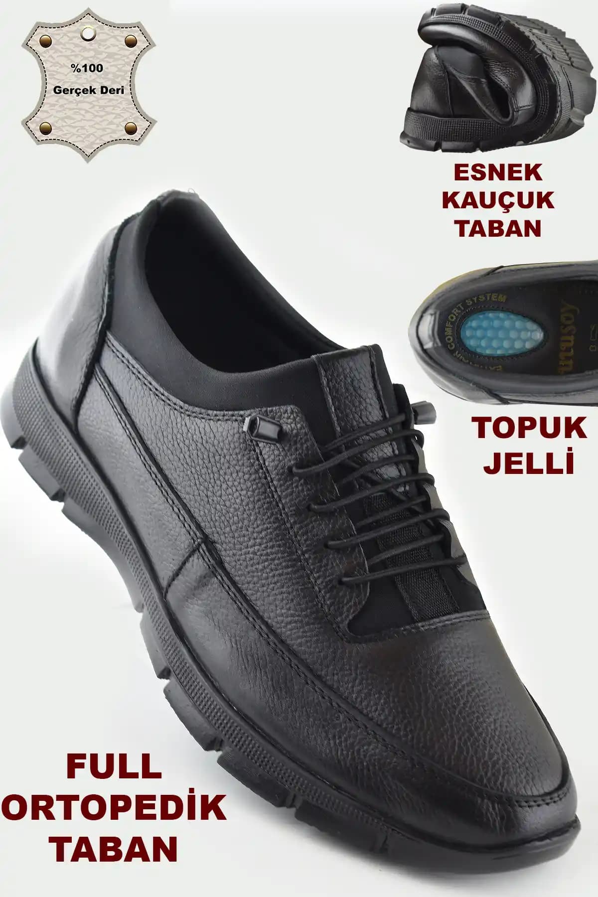 İspatalılar TAB325a Erkekler İçin Tam Ortopedik Hakiki Deri Günlük ve Yürüyüş Ayakkabısı