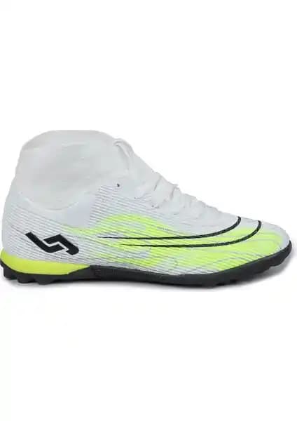 Jump 29677 Çoraplı Beyaz Neon Yeşil Halı Saha Kramponu Performans ve Stil Bir Arada