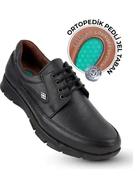 Kaptan Junior Erkek Kışlık Ortopedik Deri Ayakkabı Topuk Masajlı Tasarım