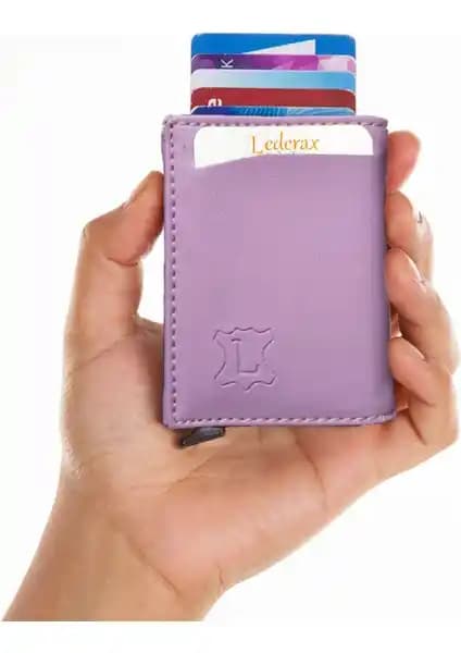 Lederax Para Gözlü Mekanizmalı Erkek Kartlık Cüzdanı Günlük Kullanım İçin Uygun