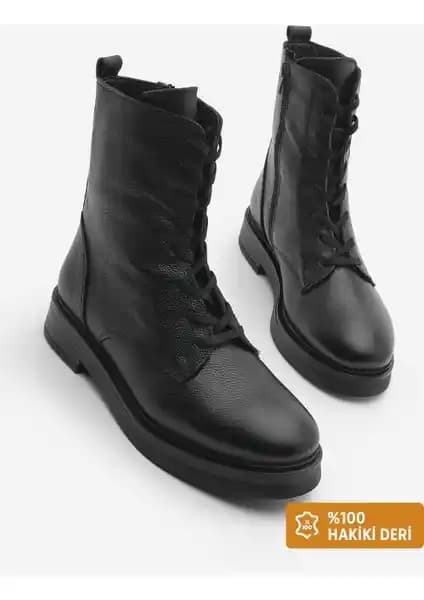 Marjin Hakiki Deri Postal Bot: Şık ve Konforlu Kadın Kış Ayakkabısı