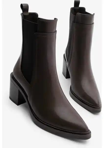 Marjin Kadın Chelsea Bot Pisar Kahve Şık ve Rahat Günlük Kullanım İçin Uygun