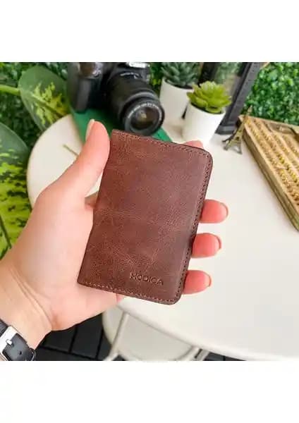 Modica Sovana Hakiki Dana Derili Unisex Minimalist Cüzdan Günlük Kullanım İçin