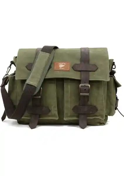 Old Cotton Cargo 7156 Vintage Stil Dayanıklı Pamuk Kanvas Omuz Çantası