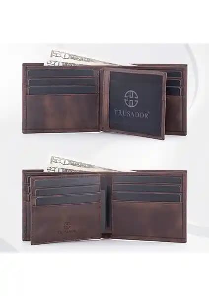 Trusador Savona Klasik Kahverengi Hakiki Deri Erkek Cüzdanı Günlük Şıklık ve Güvenlik Sunar