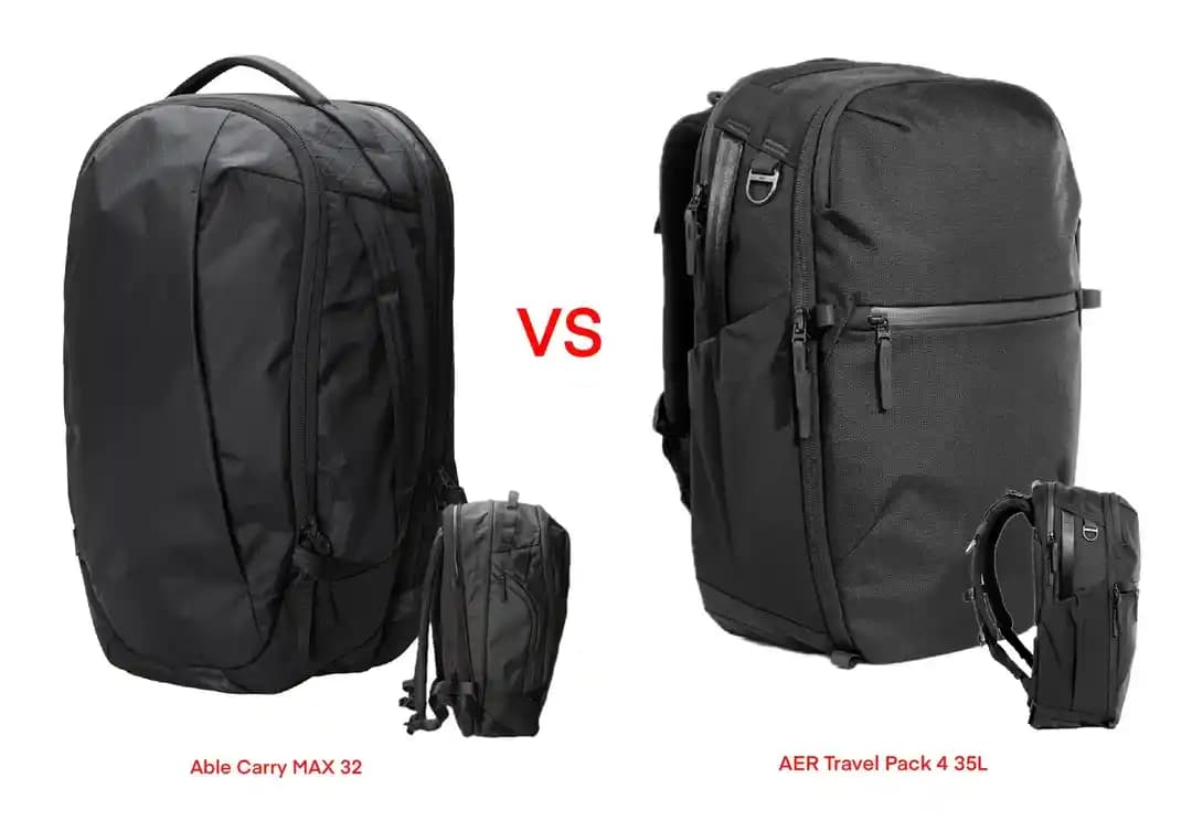 Able Carry Max 32L ve Aer Travel Pack 4: Seyahat ve Günlük Kullanım İçin Sırt Çantası Karşılaştırması