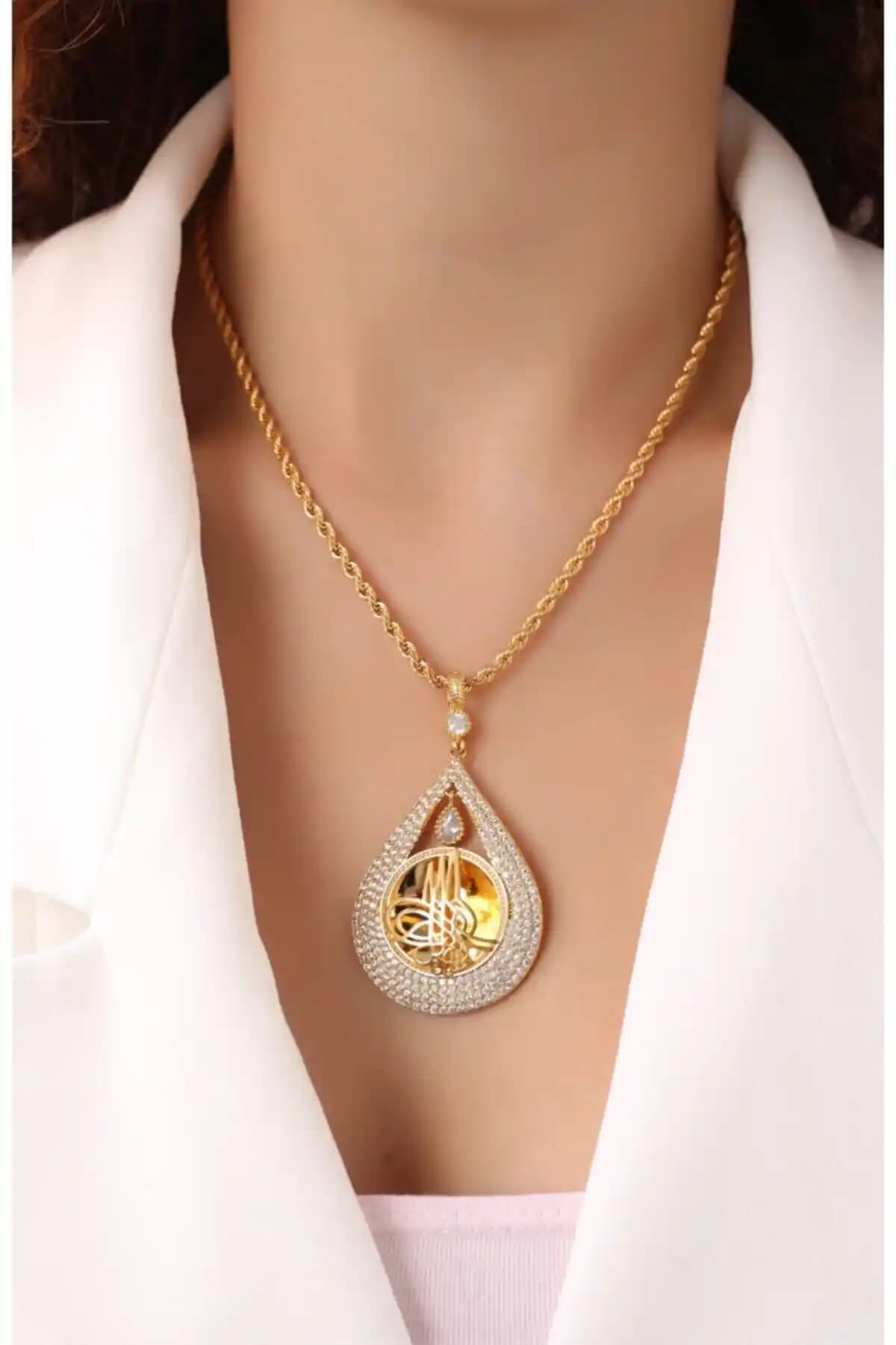 ADGOLD 22 Ayar Altın Kaplama Damla Model Tuğralı Zincirli Kolye İncelemesi
