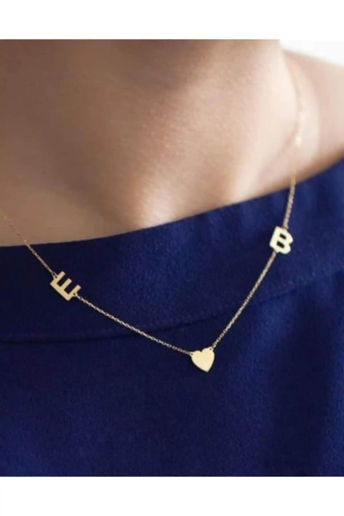 ALTINSİLVER Kadınlar İçin 925 Ayar Gümüş Kalpli ve Harfli Kolyeler