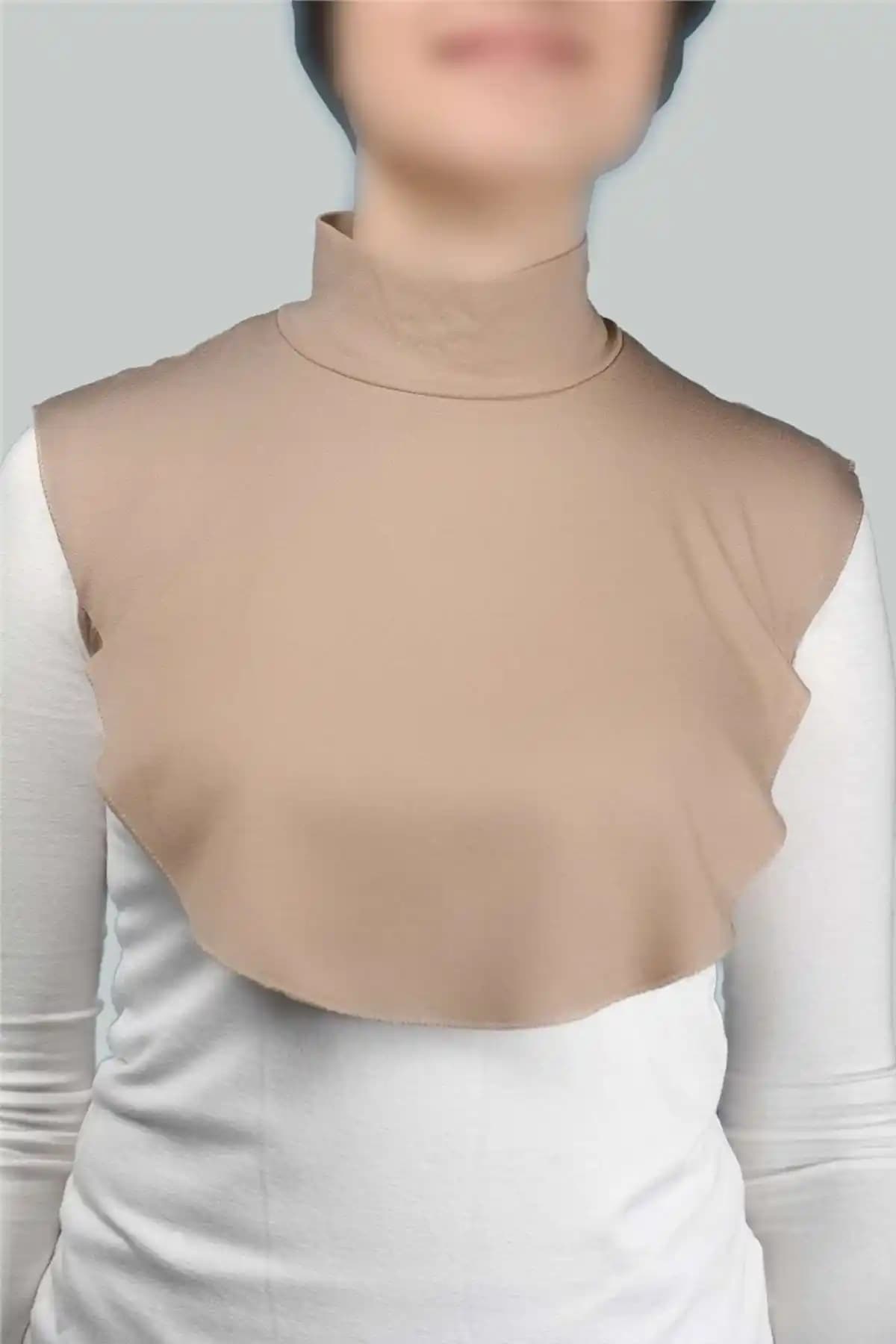 Altobeh Düz Balıkçı Yaka Boğazlı Penye Tesettür Boyunluk Koyu Bej Modern ve Şık Tasarım