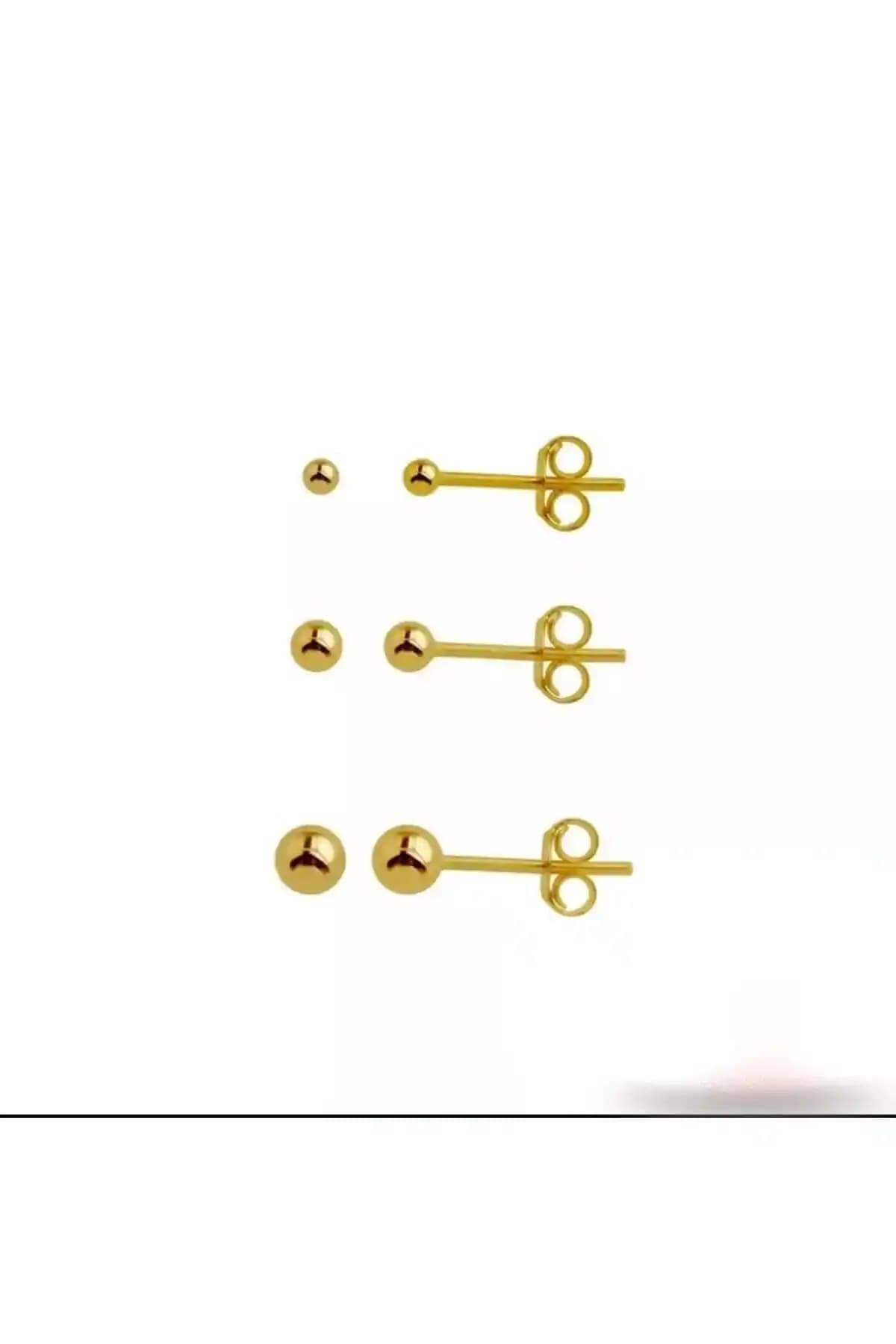 Arescollection Cerrahi Çelik Gold Renk Top Küpe Günlük ve Şık Kullanım İçin Uygun