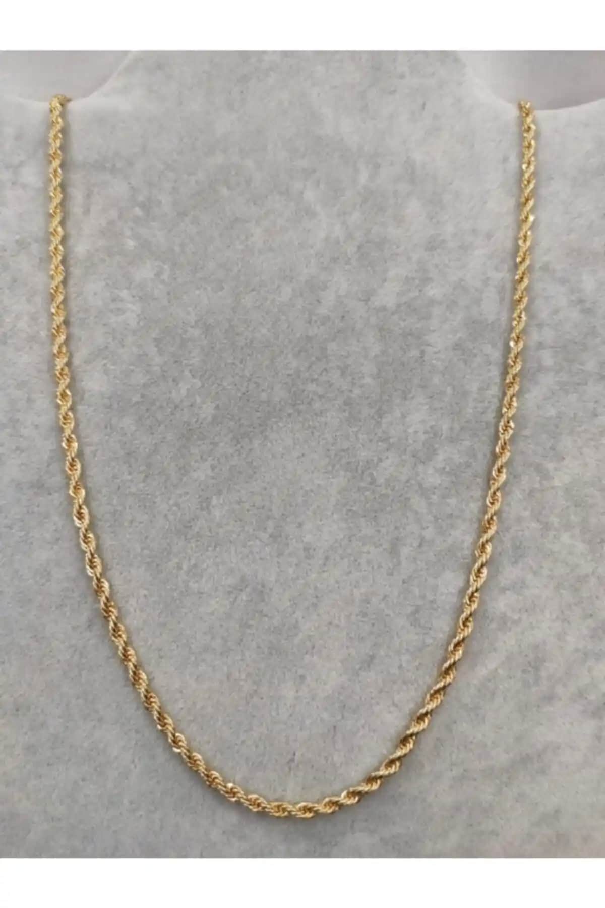 ARI Unisex Altın Kaplama Sade Burgu Zincir Kolye Modern ve Zarif Tasarım