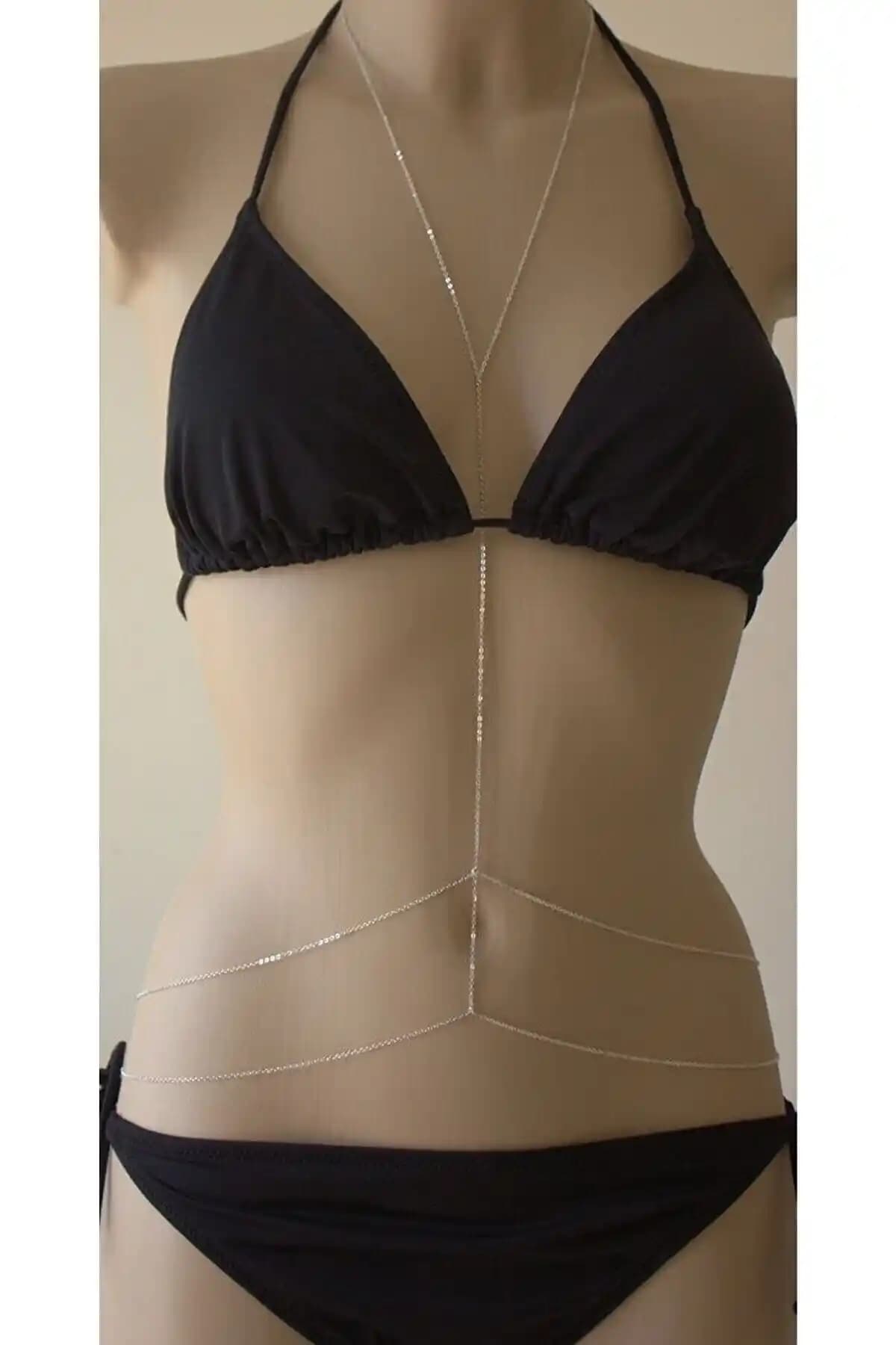 Aria's Closet Gü'müş Zincir Detaylı Bel ve Boyun Aksesuarı Modern ve Şık Tasarım