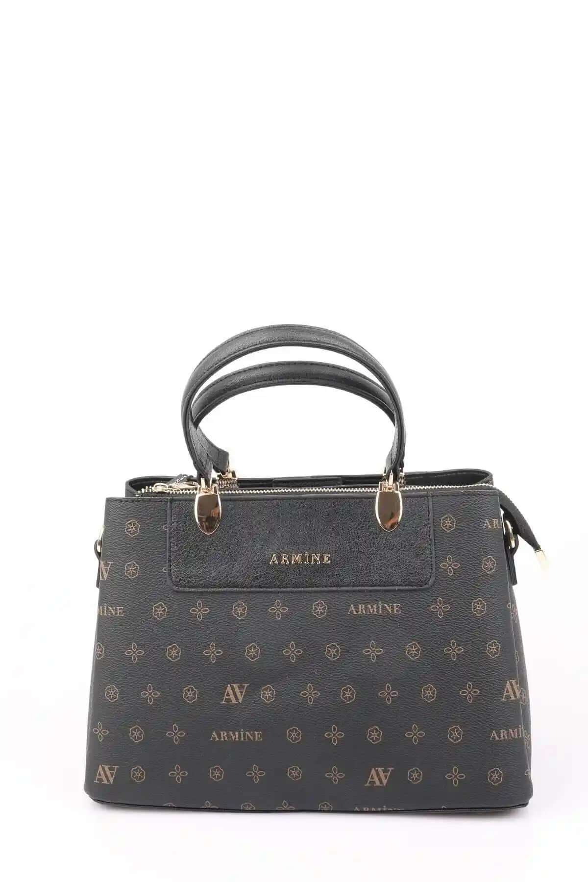 Armine Siyah Baskılı Suni Deri Çanta Modern ve Etik Tasarım Özellikleri
