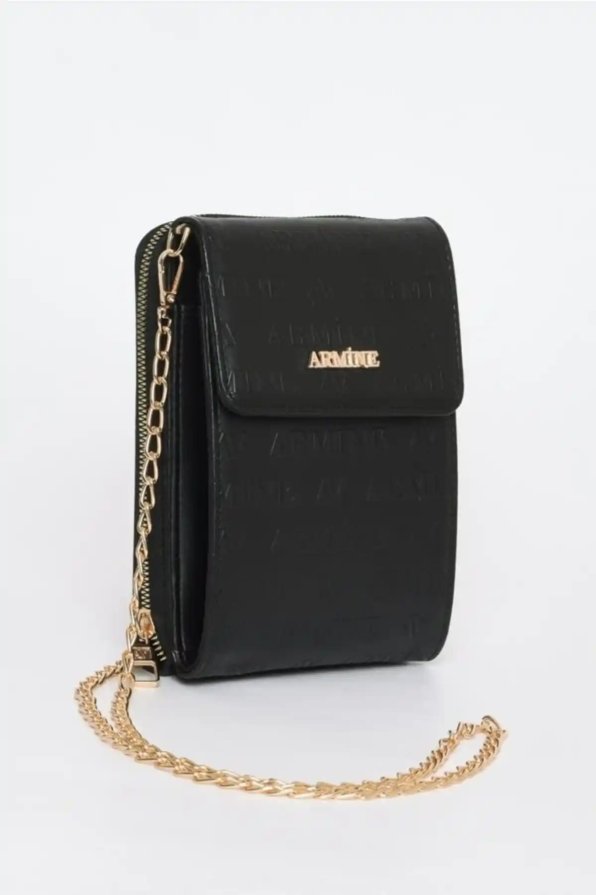 Armine Siyah Lazer Baskı Kadın Çantası Günlük Kullanım ve Şık Tasarım