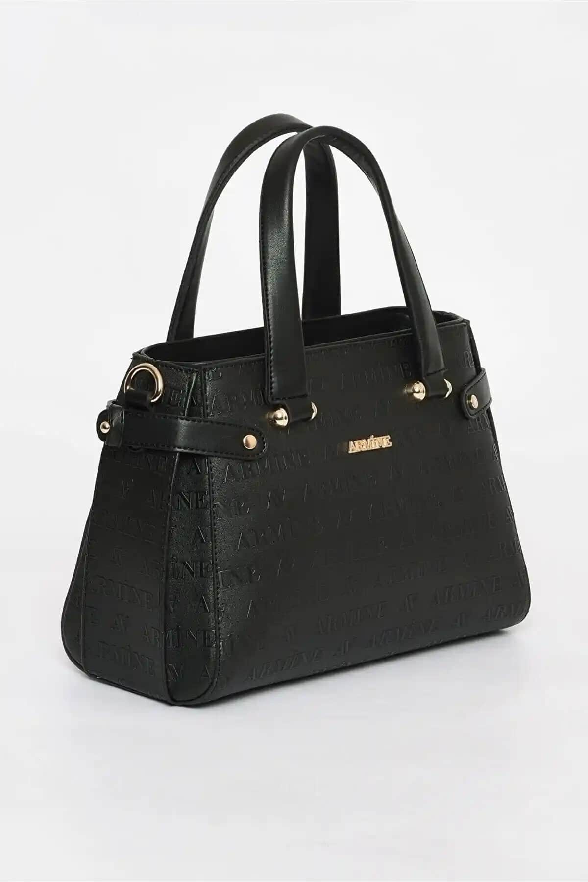 Armine Siyah Lazer Baskılı Kadın Çantası Günlük ve Özel Kullanım İçin Modern Tasarım