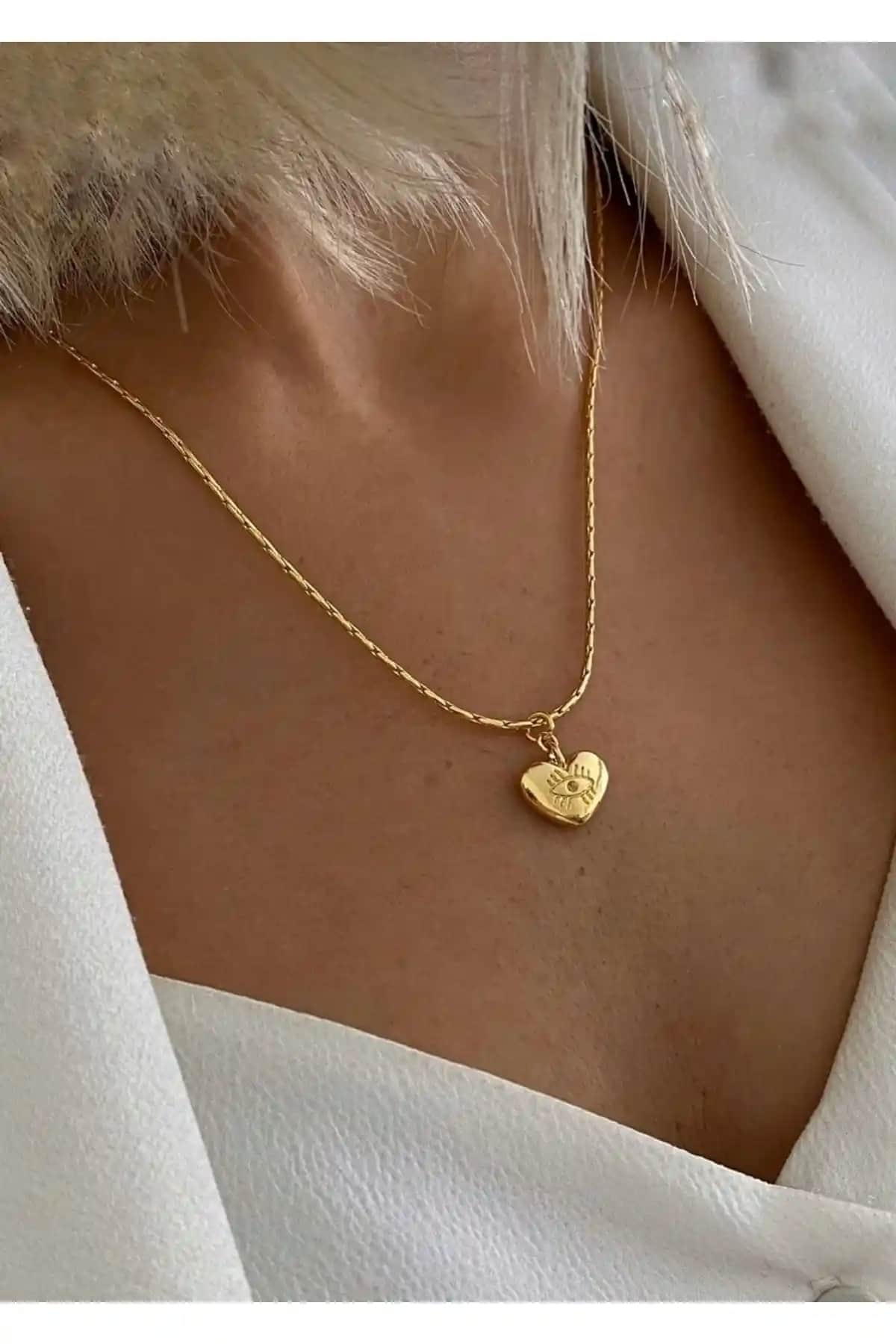 Asia Leuvoié Altın Kaplama Göz ve Kolye Seti Modern ve Şık Tasarım