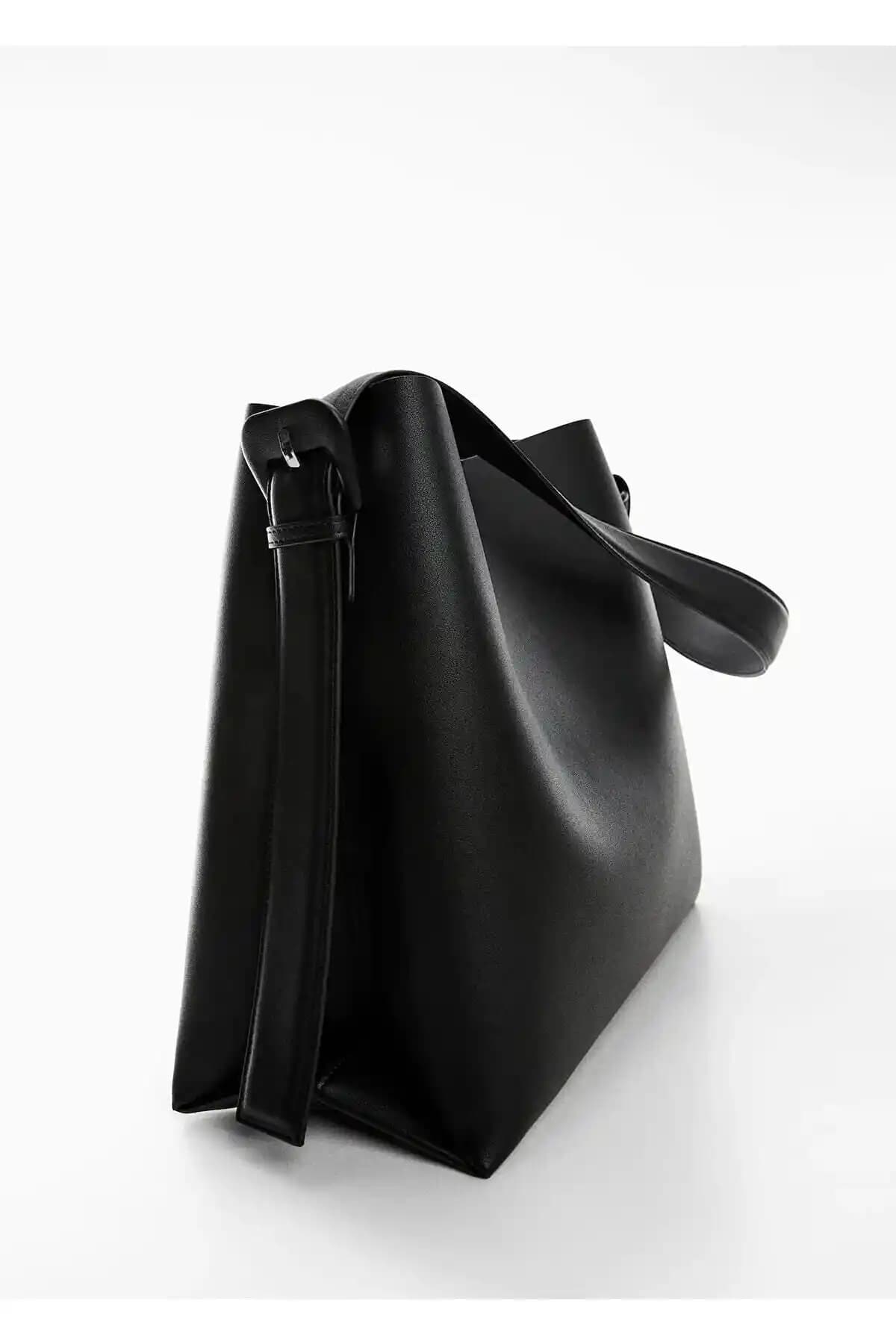 AVİADA Kadın Siyah Toka Detaylı Shopper Çanta - Şık ve Pratik Günlük Kullanım Ürünü