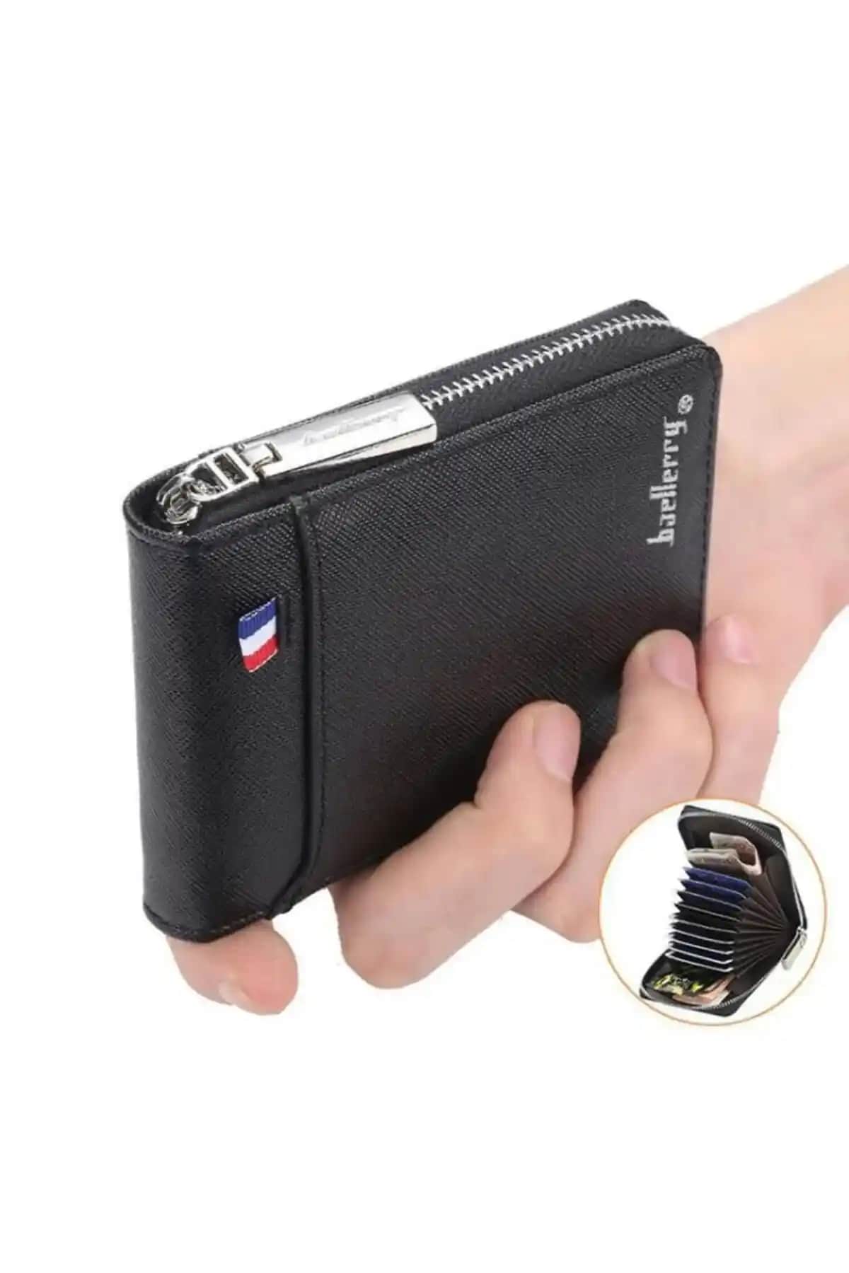 Baellerry Akordiyonlu Kredi Kartlık Şık ve Dayanıklı Suni Deri Tasarımıyla Günlük Kullanıma Uygun