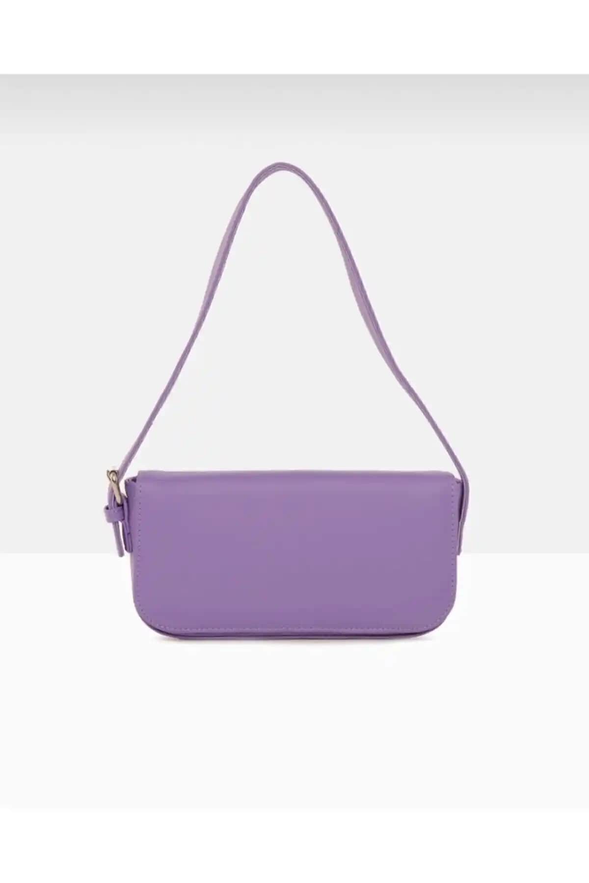Bag&more Kadın Lila Kapaklı Baget Çanta Günlük ve Şık Kullanım İçin Uygun