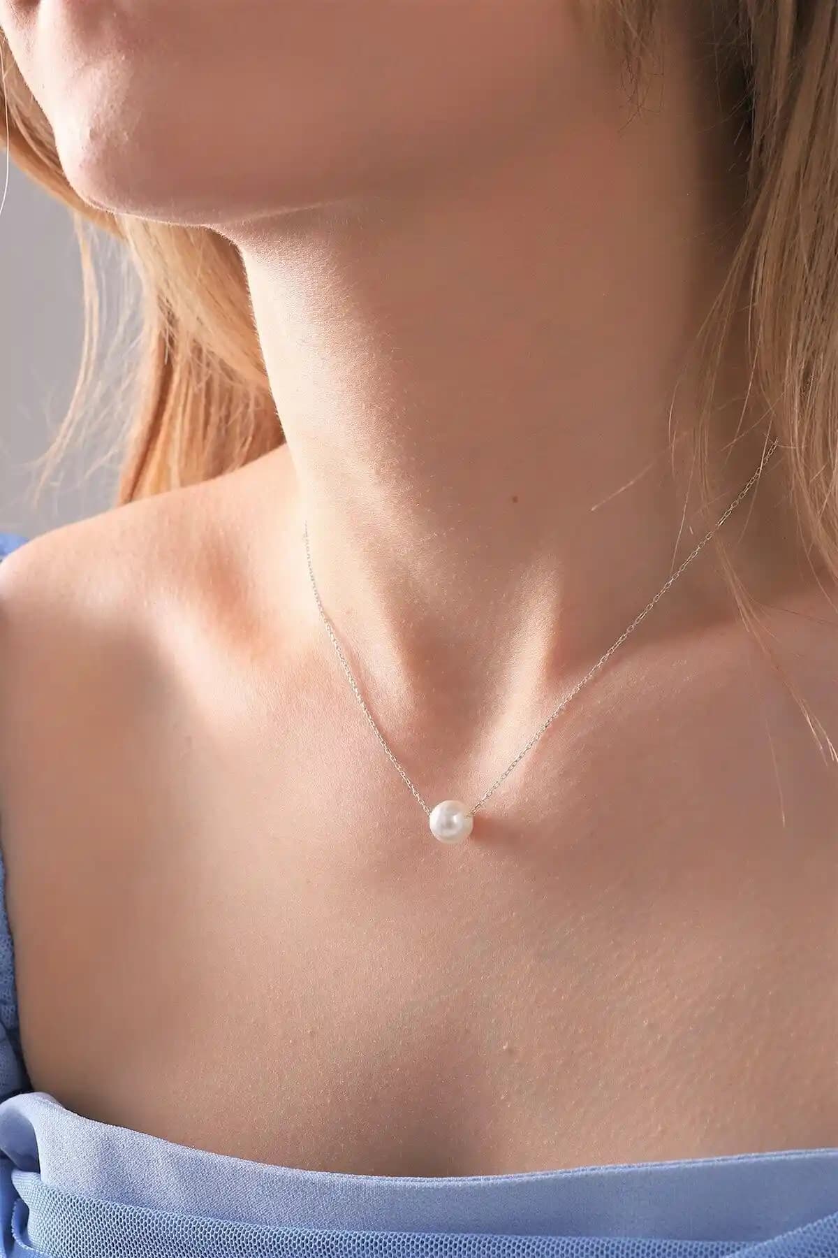 Bilsen Store Kadın 925 Ayar Gümüş İnci Serisi Kolye Günlük ve Özel Kullanım İçin Şık Tasarım