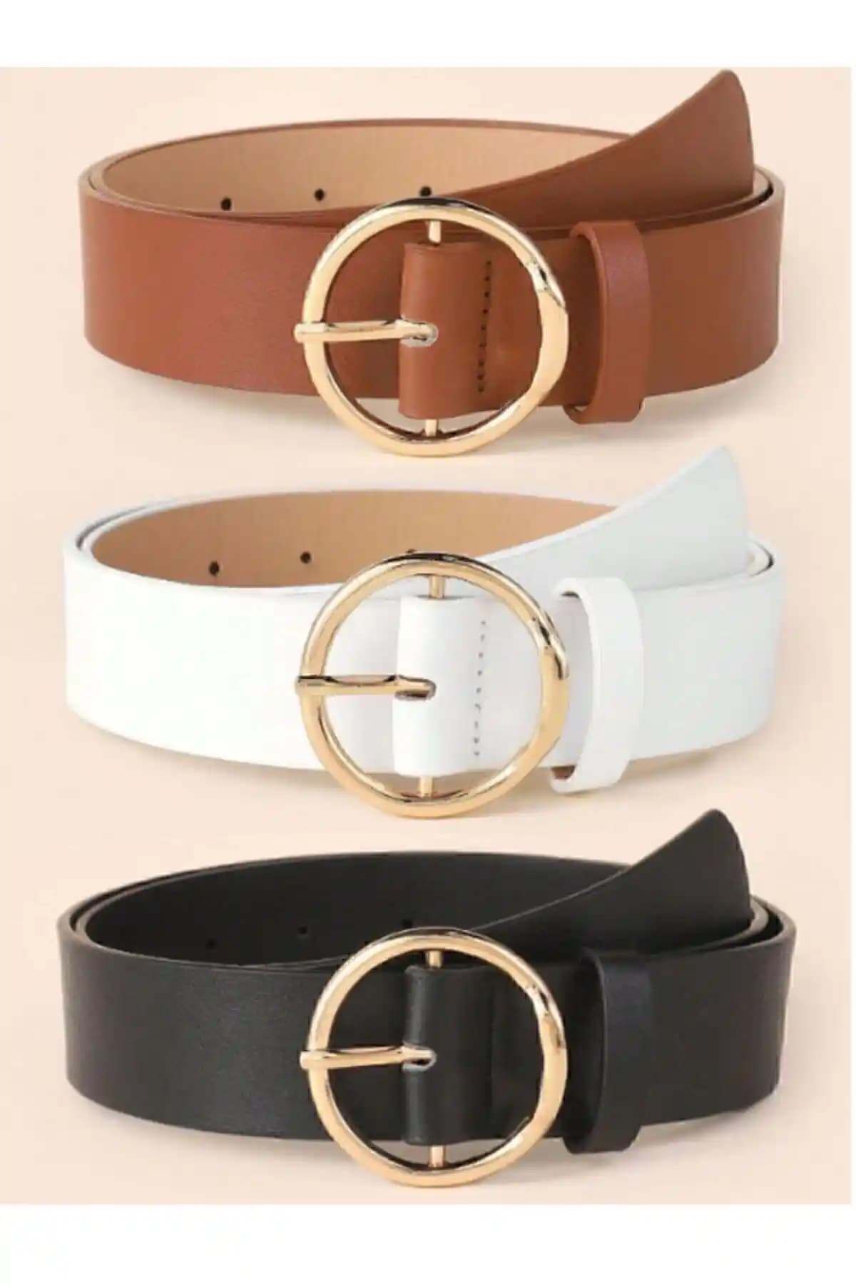 BRAND&BELT Gold Tokalı 3’lü Kombin Kemer Seti Şık ve Çok Renkli Tasarım Özellikleri