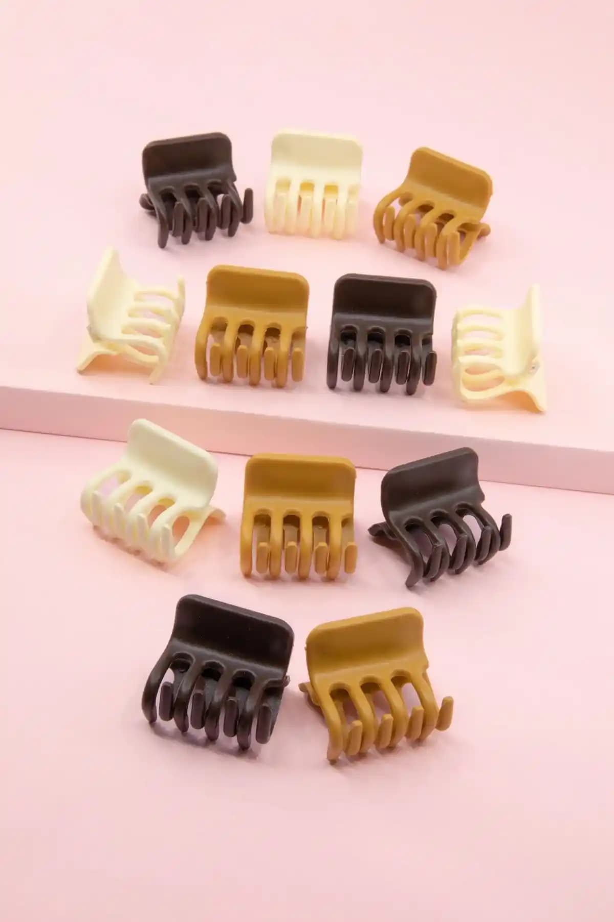 C&E Design Kadın 12'li Kahve Timsah Mandal Toka Seti Günlük ve Özel Kullanım İçin Uygun