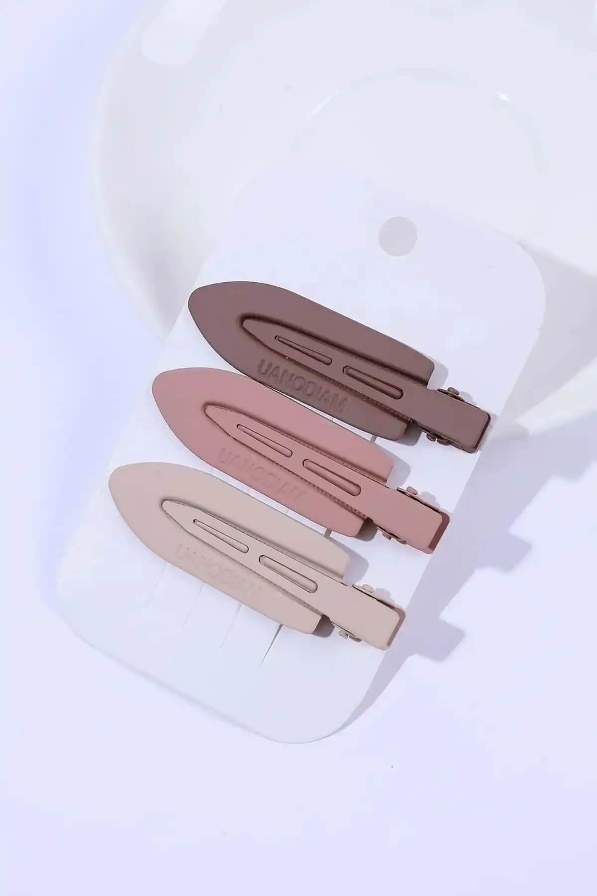 C&E Design Kadın 3'lü Kahve Iz Yapmayan Saç ve Makyaj Klipsi Seti