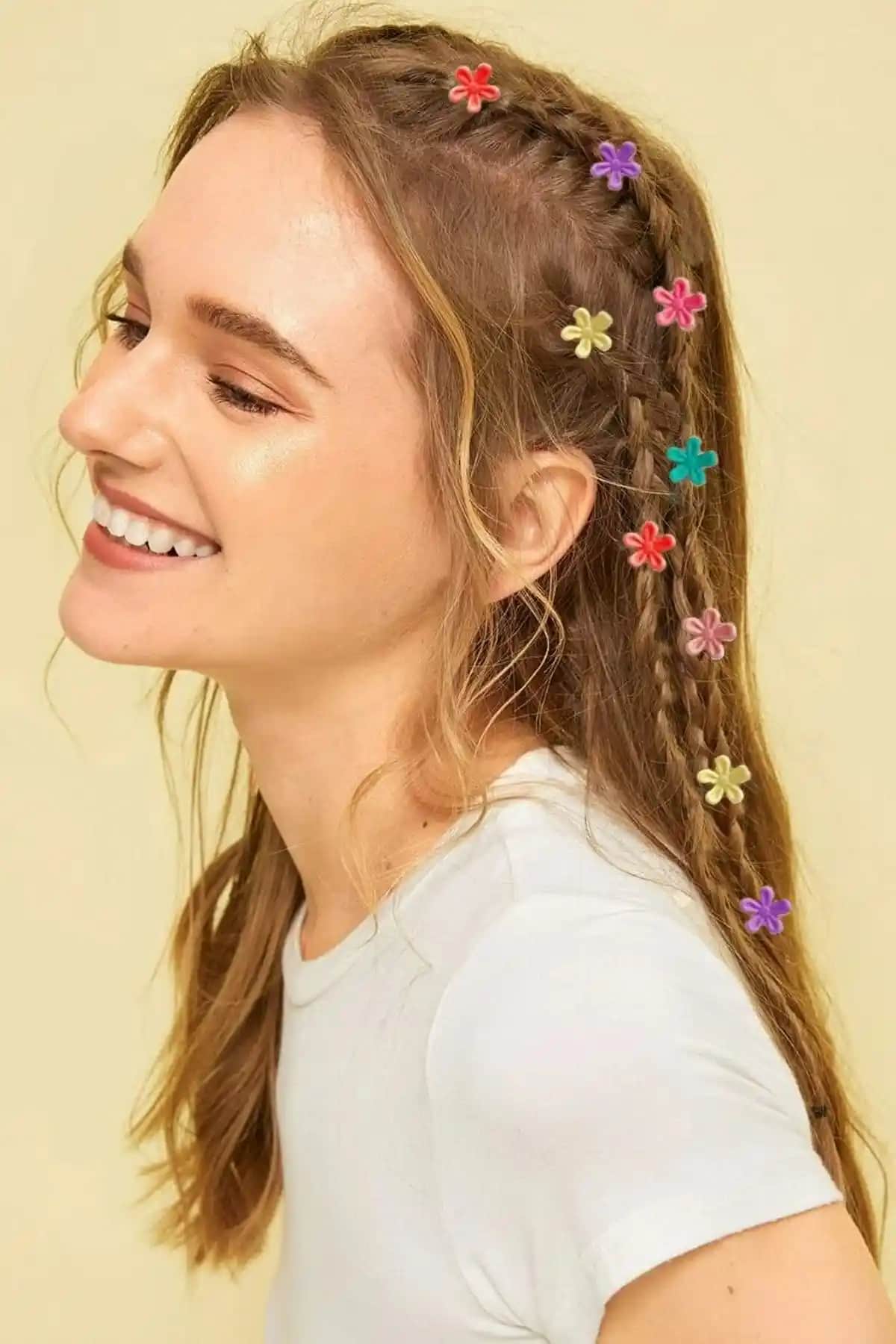 C&E Design Kadın Renkli 24'lü Papatya Mandal Toka Şık ve Pratik Saç Aksesuarı