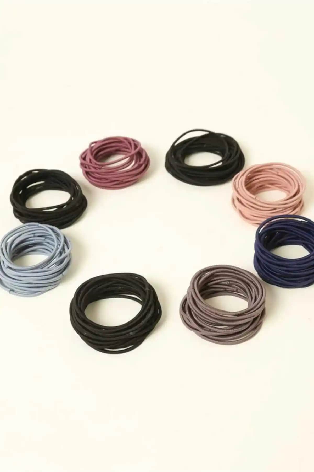 C&E Design Kadın Renkli İnce Lastik Toka Seti Günlük Kullanım ve Şıklık İçin Uygun