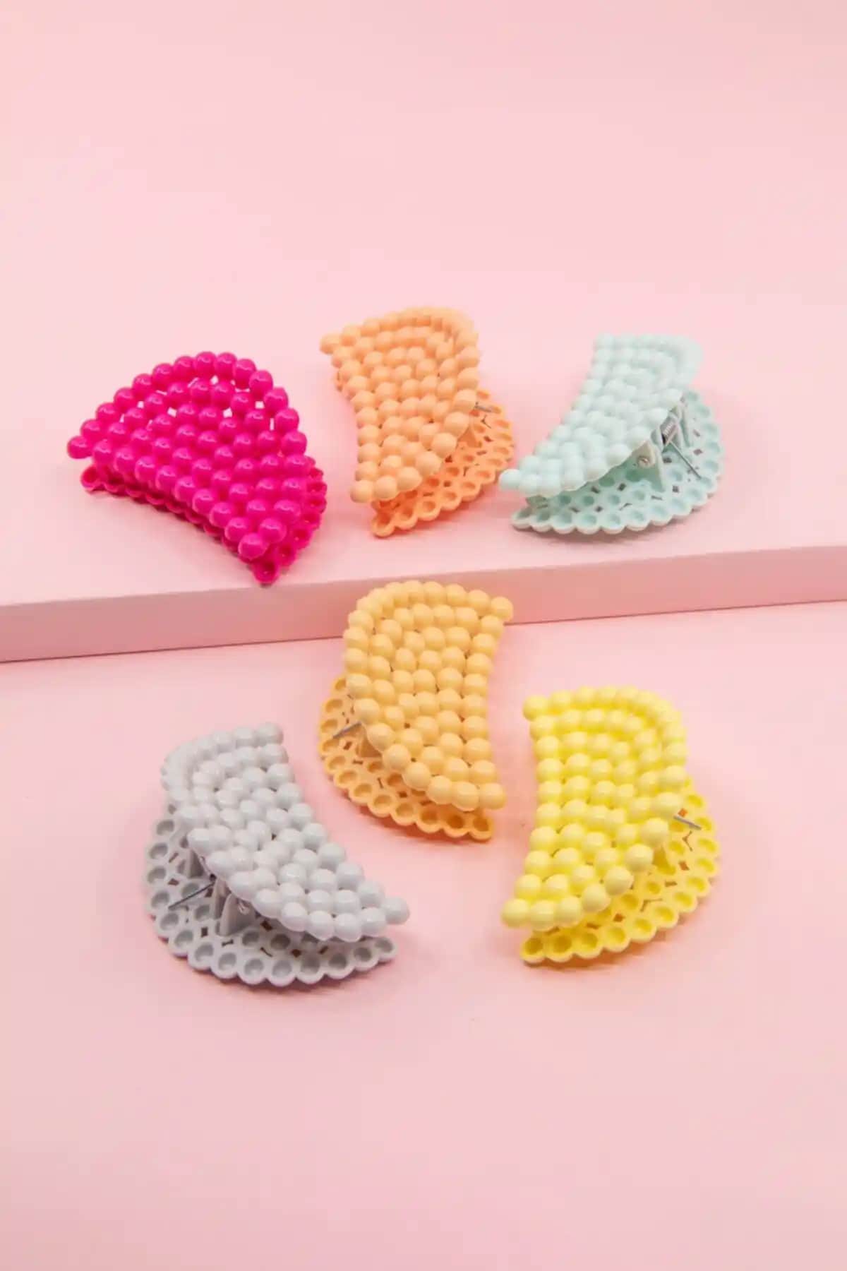 C&E Design Kadın Renkli İncili Mandal Toka Seti Günlük ve Özel Kullanım İçin Uygun