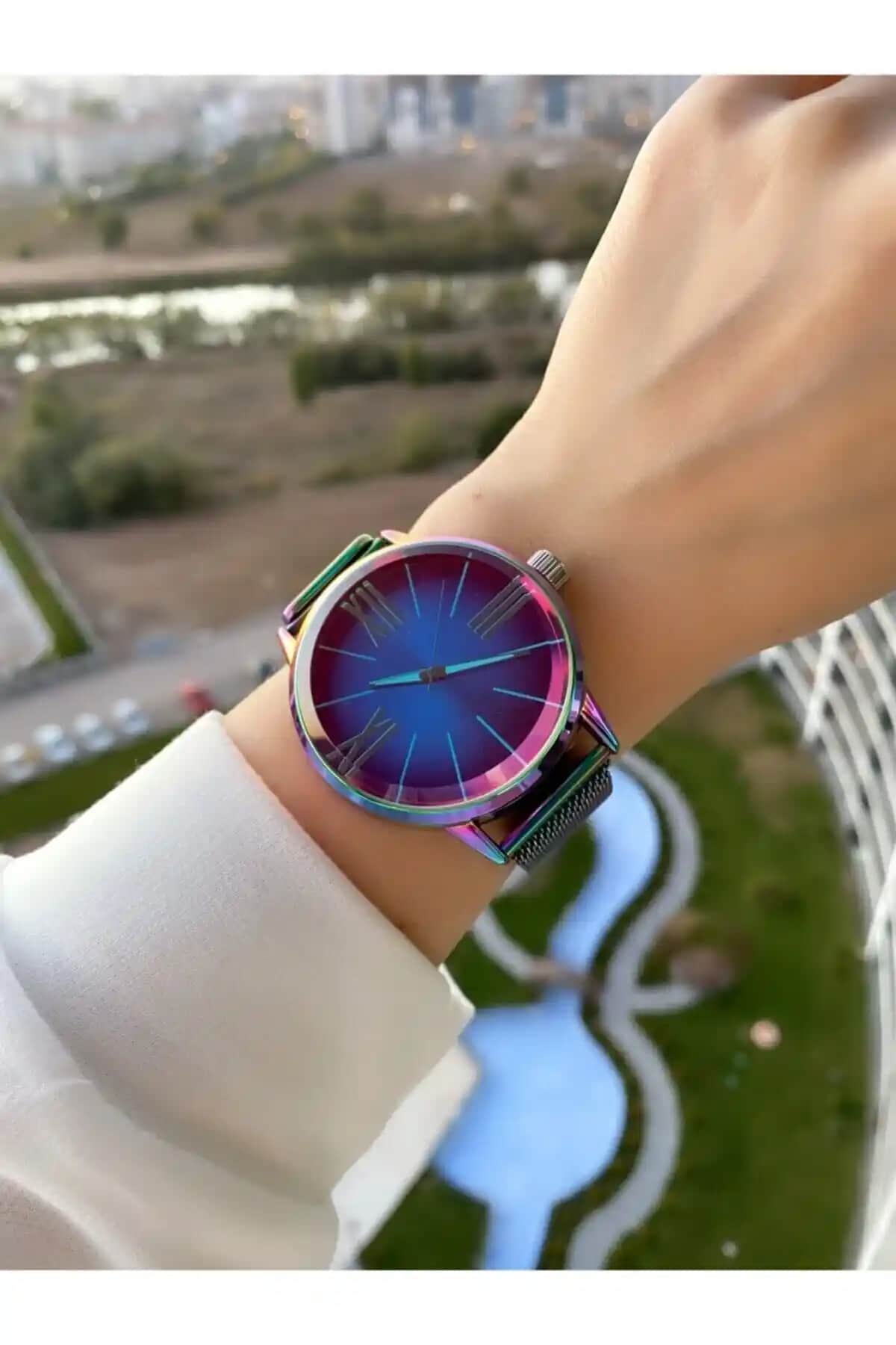 ÇENÇEN Unisex Çelik Mıknatıs Kordon Analog Saat Modern ve Şık Tasarım