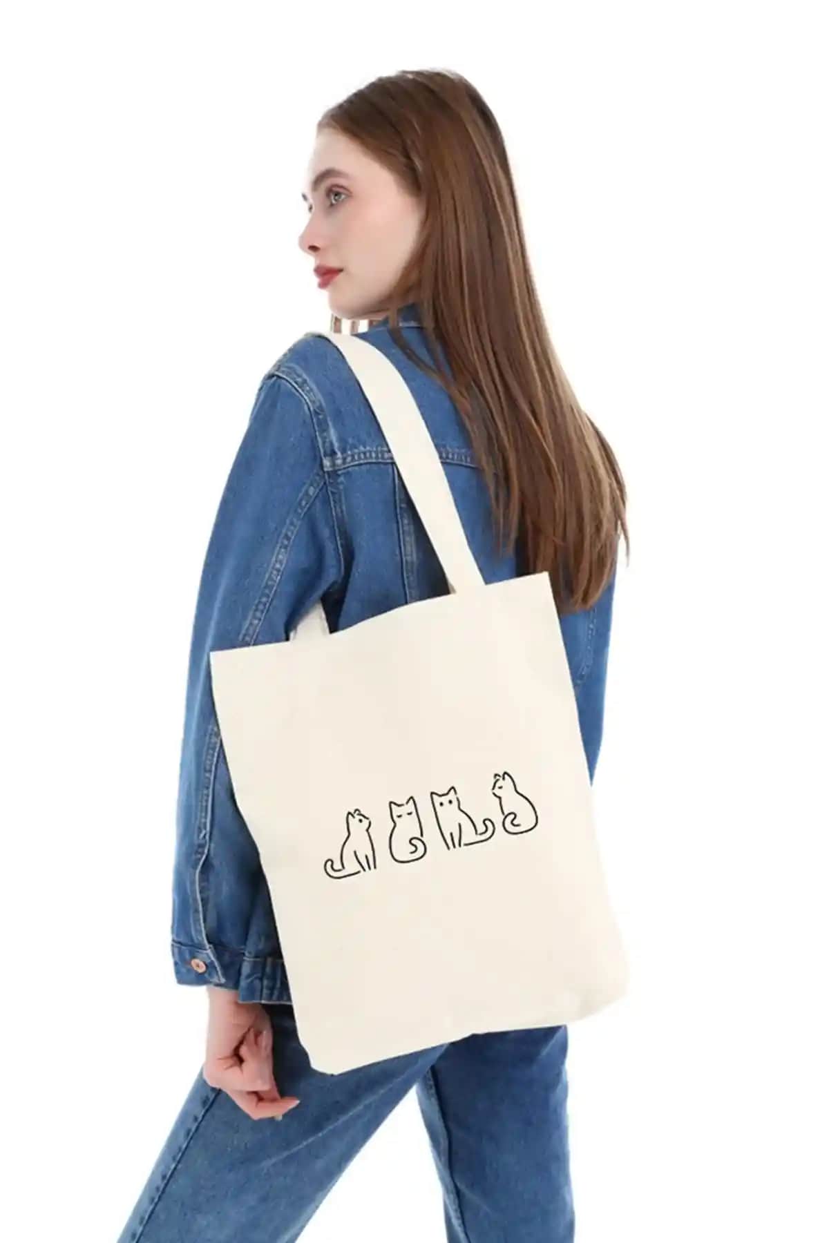 Çınar Bez Çanta Kanvas Minik Kediler ile Şıklık ve İşlevsellik Bir Arada