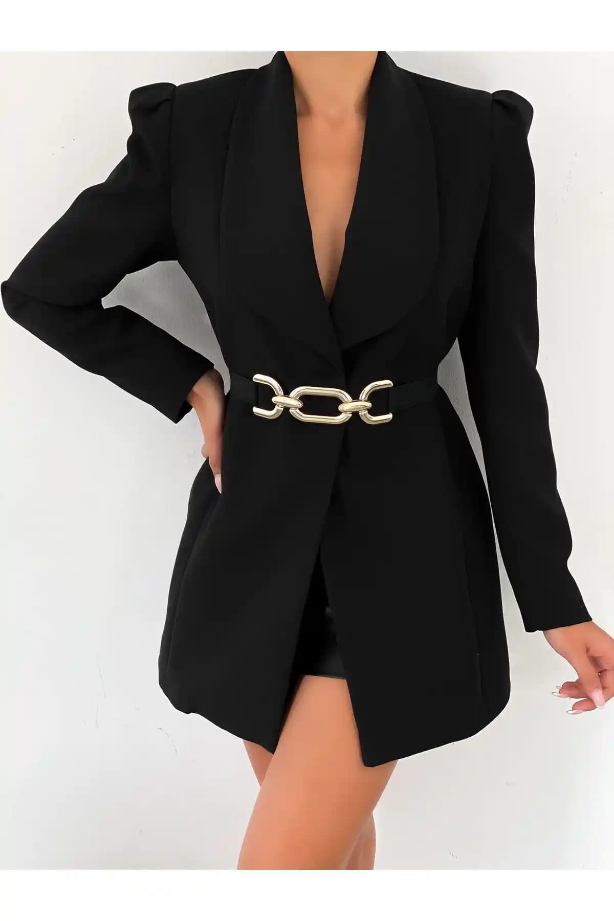 Coaksco İnce Lastikli Gold Toka Siyah Kemer: Modern ve Dayanıklı Şık Aksesuar