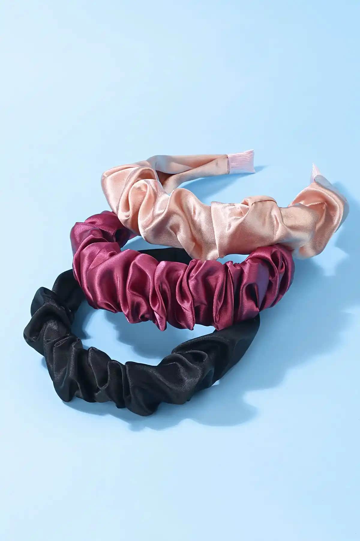 CSR Aksesuar 3'lü Saten Taç Seti: Renkli ve Şık Günlük Kullanım Aksesuarı