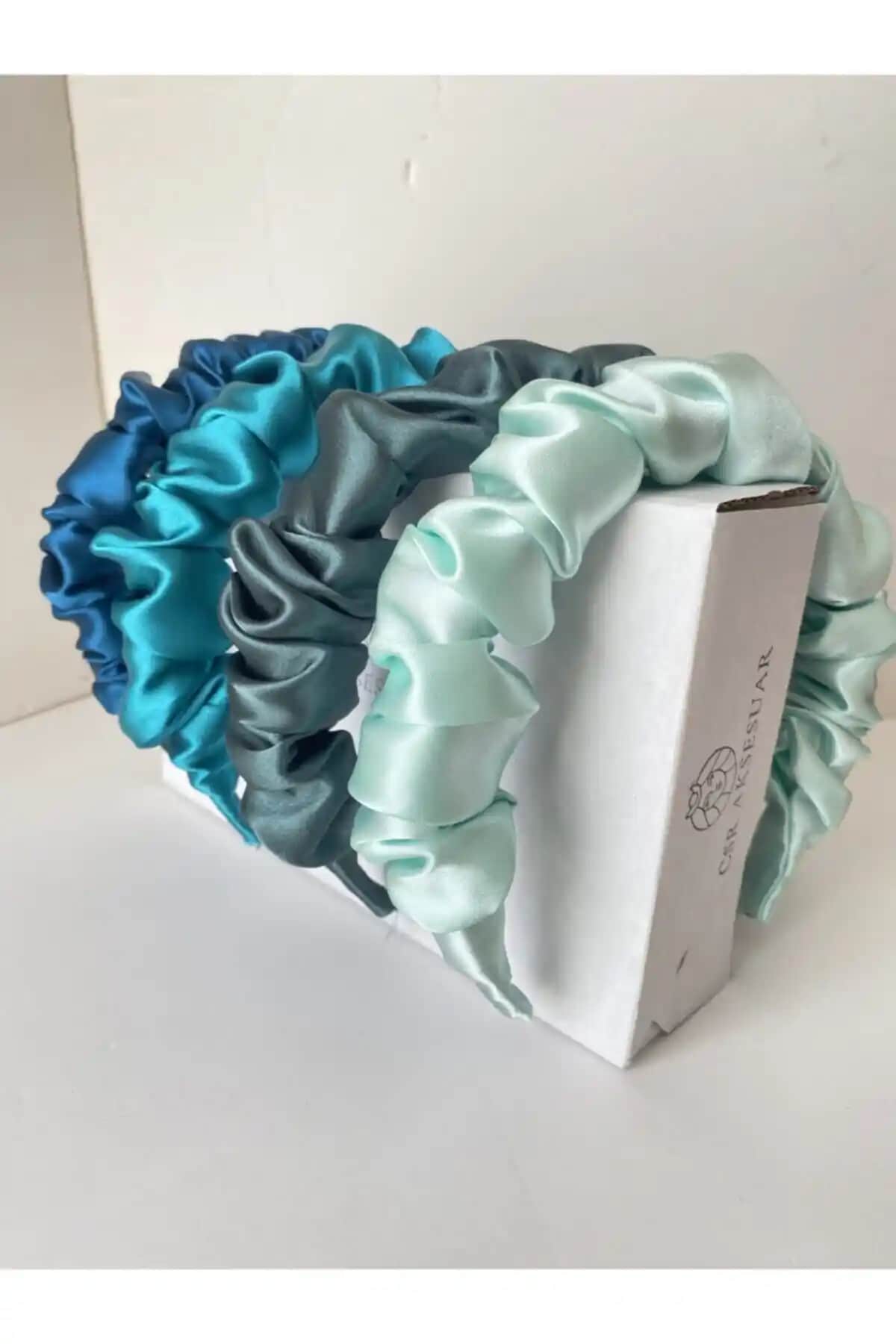 CSR AKSESUAR Kadın Okyanus Renk Serisi Saten Taç Seti 4'lü Şıklık ve Zarafet Sunar