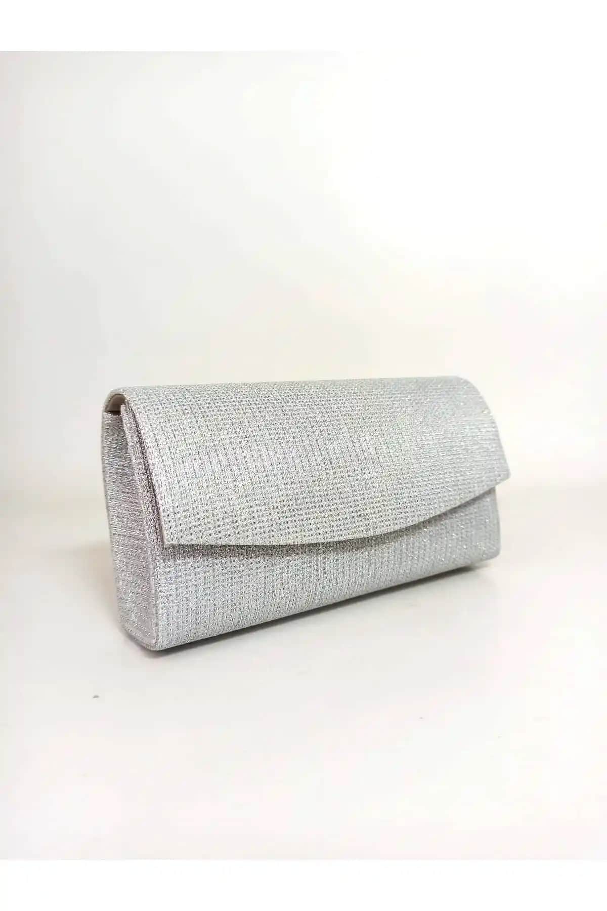 DizaynBag Kadın Gümsü Simli Mini Abiye Çanta Şık ve Zarif Gece Aksesuarı