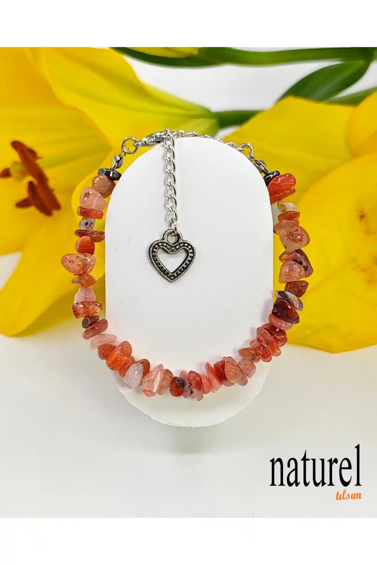 Doğal Akik Taşından Zarif Lady Bileklik Günlük Kullanım İçin Uygun