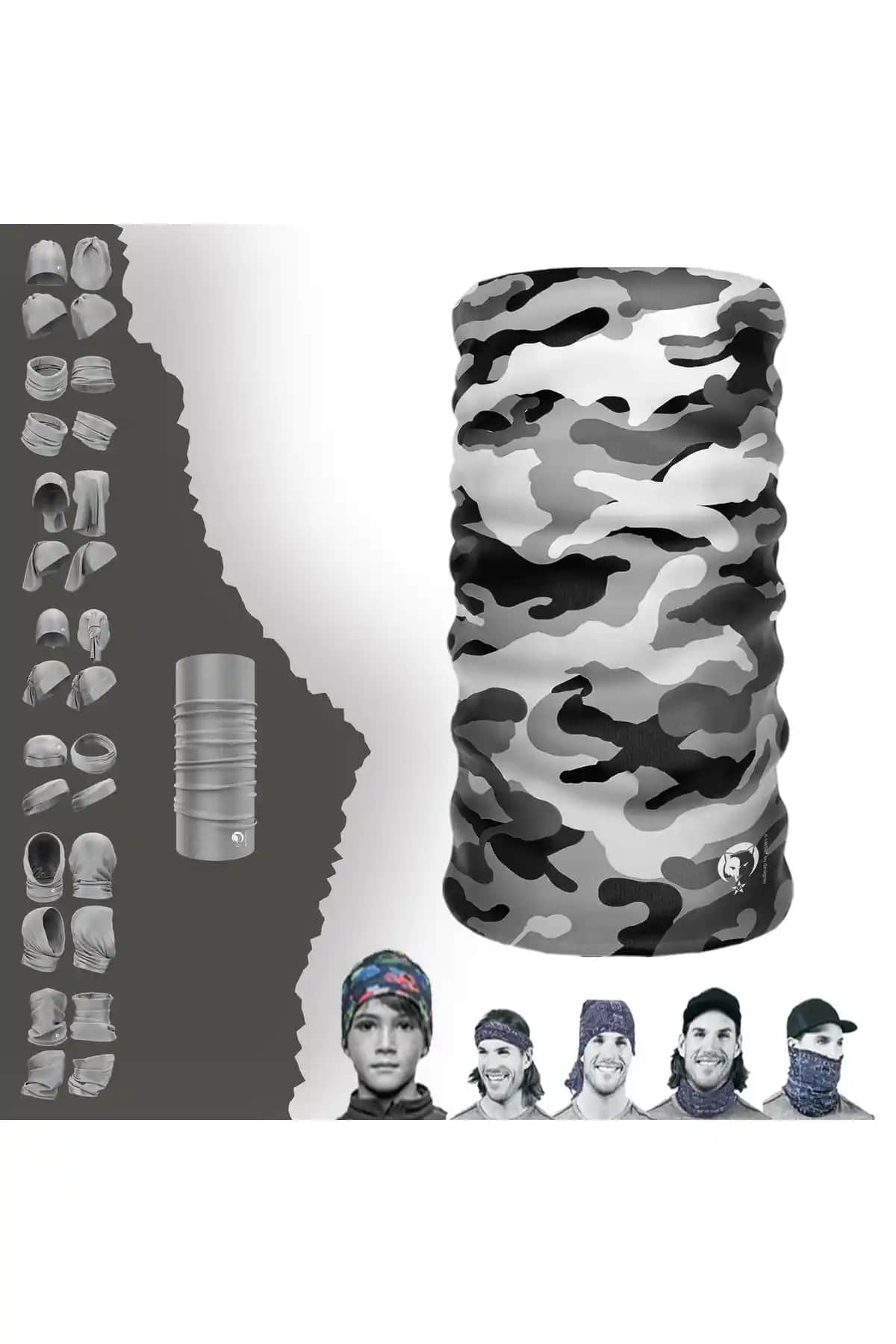 E-Taktik Extreme Siyah Beyaz Camouflage Bandana Çok Yönlü ve Şık Tasarımıyla Günlük Kullanım İçin Uygun