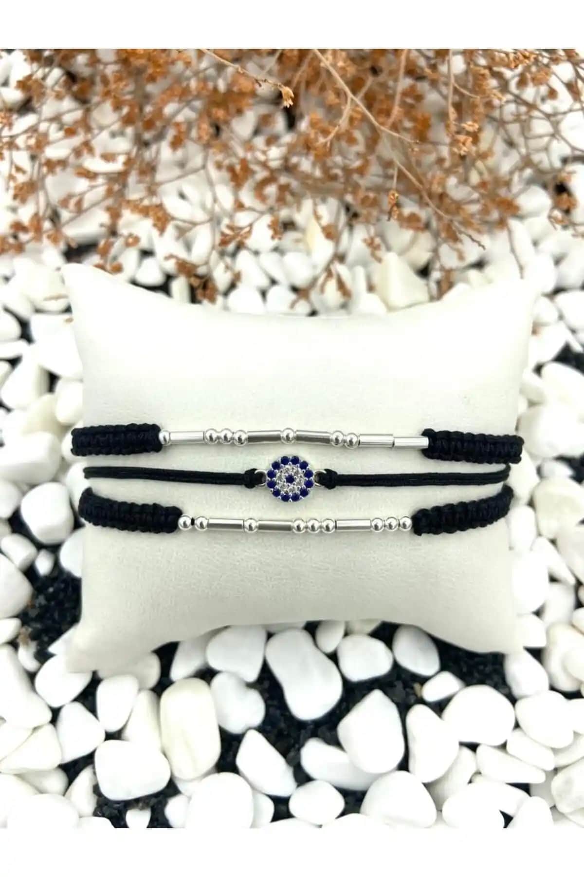 EKA TASARIM Mors Alfabesi Çift Sevgili Bilekliği ve Nazar Boncuğu Detaylarıyla Şıklık