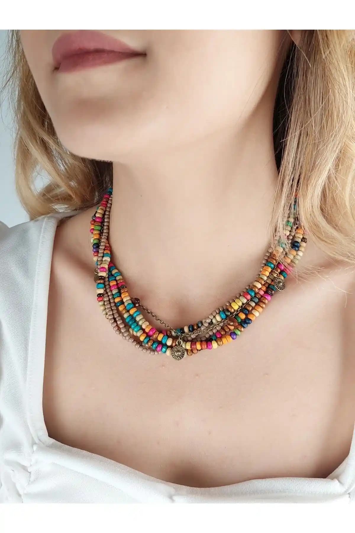El Yapımı Otantik Bohem Kadın Kolye: Doğal Malzemelerle Şık ve Özgün Tasarım