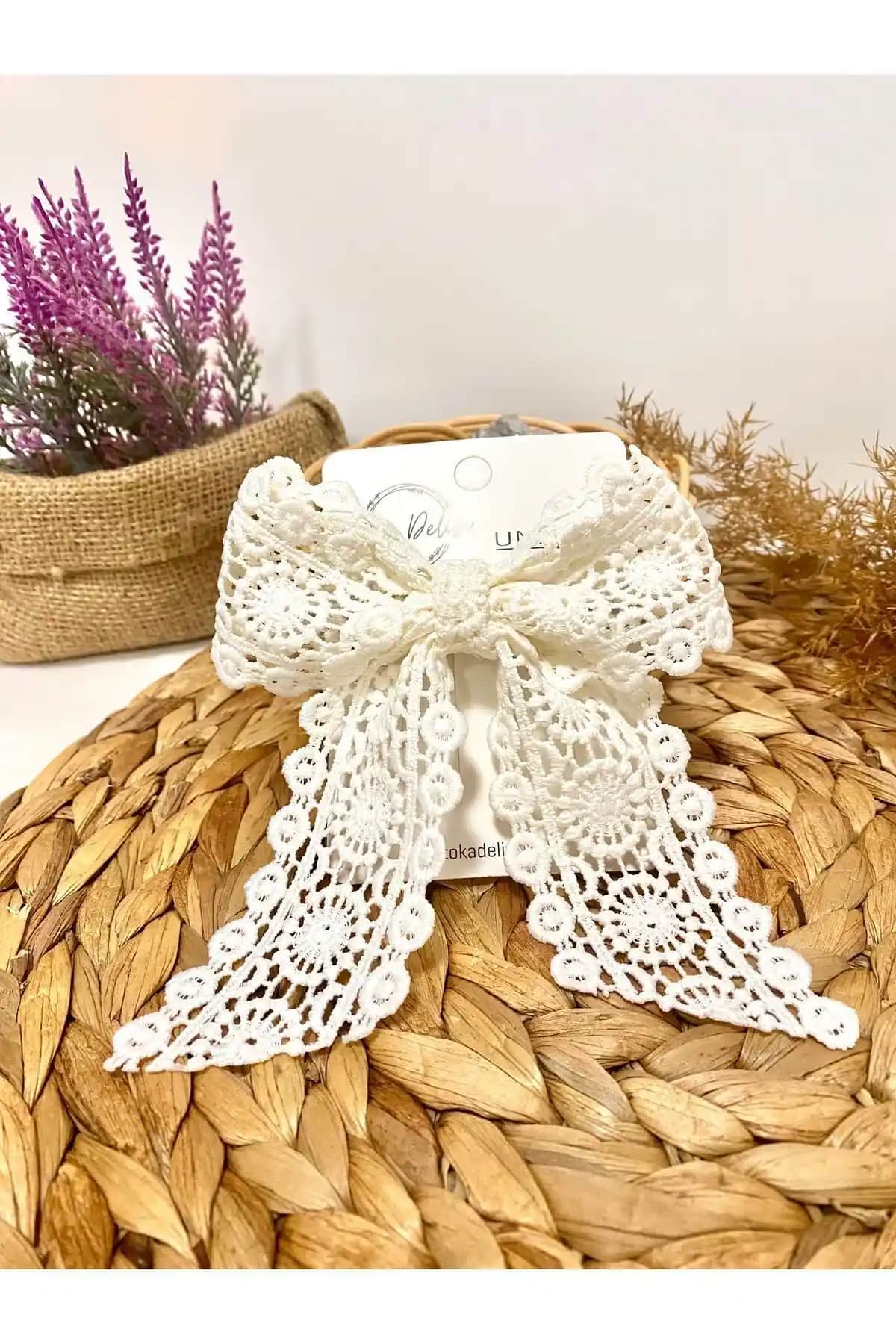 El yapımı romantik kadın dantel fiyonk toka şık ve dayanıklı tasarım